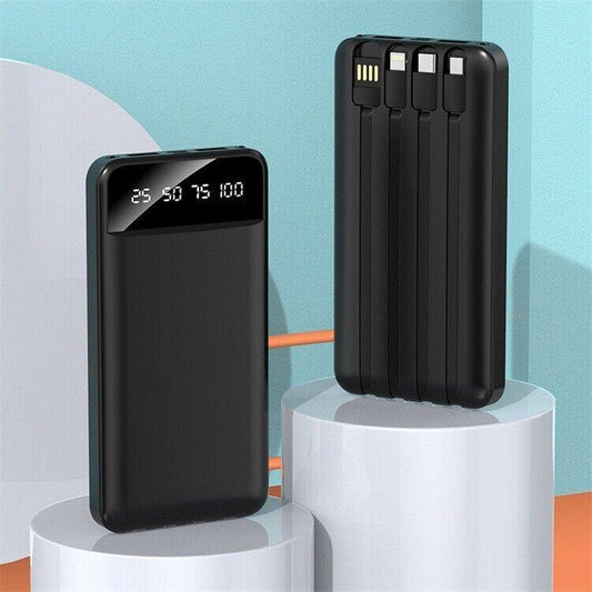 Batterie externe portable 10 000 mAh avec 4 câbles intégrés
