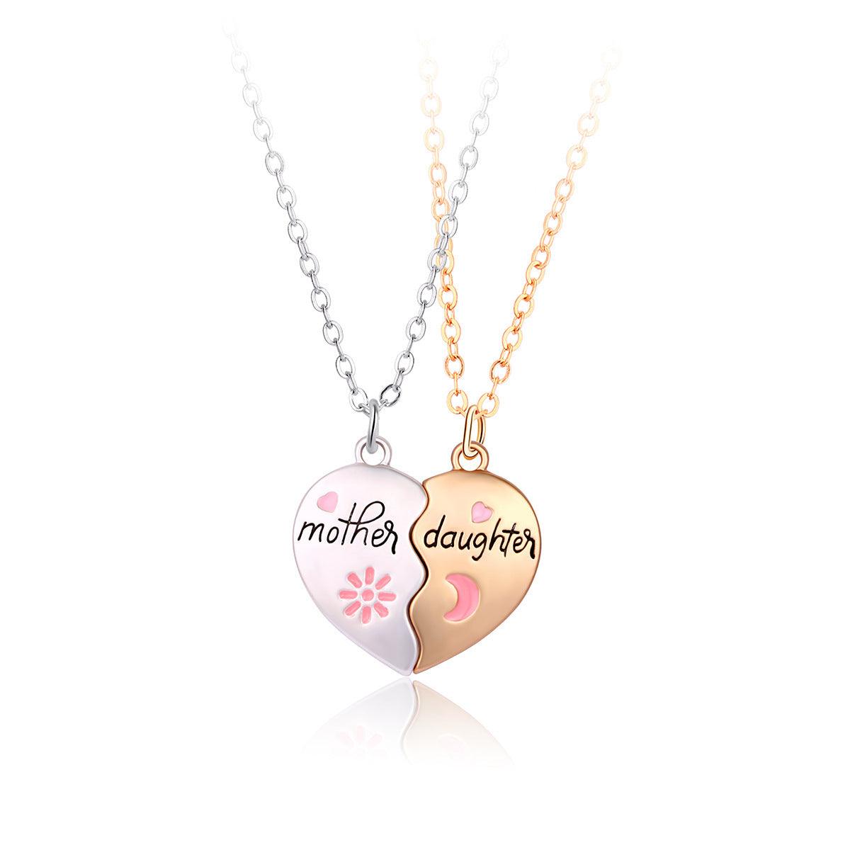 Ensemble de 2 bijoux mère-fille, collier assorti avec pendentif magnétique en forme de cœur, cadeau tendance pour la fête des mères