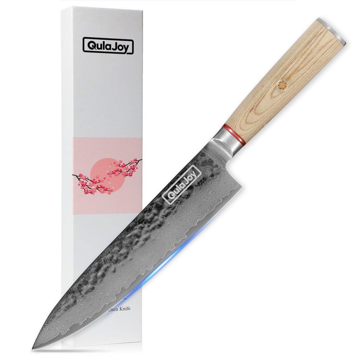 Couteau Nakiri Qulajoy 6,9 pouces, couteau à légumes professionnel, couteaux de cuisine japonais, couteau de chef Damas 67 couches, couteau de cuisine pour la maison et l'extérieur avec manche en bois ergonomique