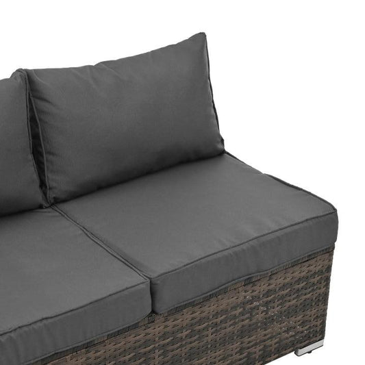 Mobilier de jardin, mobilier d'extérieur, mobilier saisonnier en osier PE, ensemble de 4 meubles en osier avec table basse en verre trempé