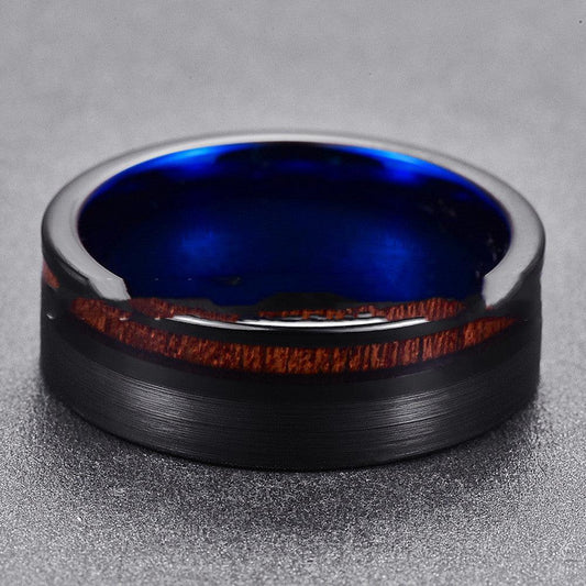 Bague simple en acier tungstène givré pour homme
