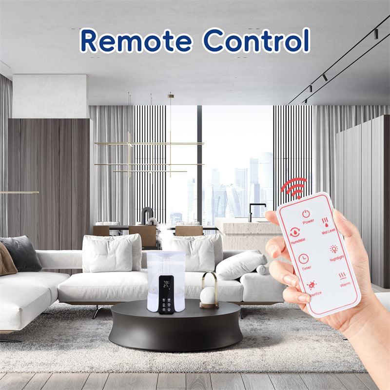 Humidificateur grande capacité 6 L, chauffage intelligent, minuterie, pulvérisation, stérilisation UV, télécommande intelligente