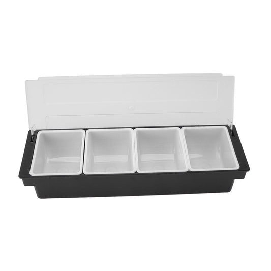 Boîte à condiments en plastique durable, couvercle transparent, design détachable, multifonction, pour fruits et légumes, 4 compartiments
