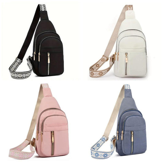 Sac de poitrine vintage pour femme, sac messager à bandoulière zippé non étanche pour les déplacements quotidiens 