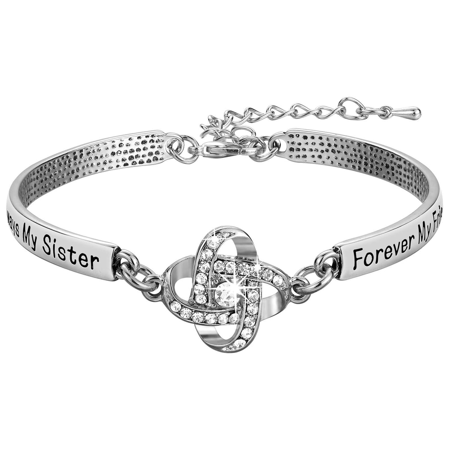 Bracelet en argent sur le thème de l'amitié entre sœurs