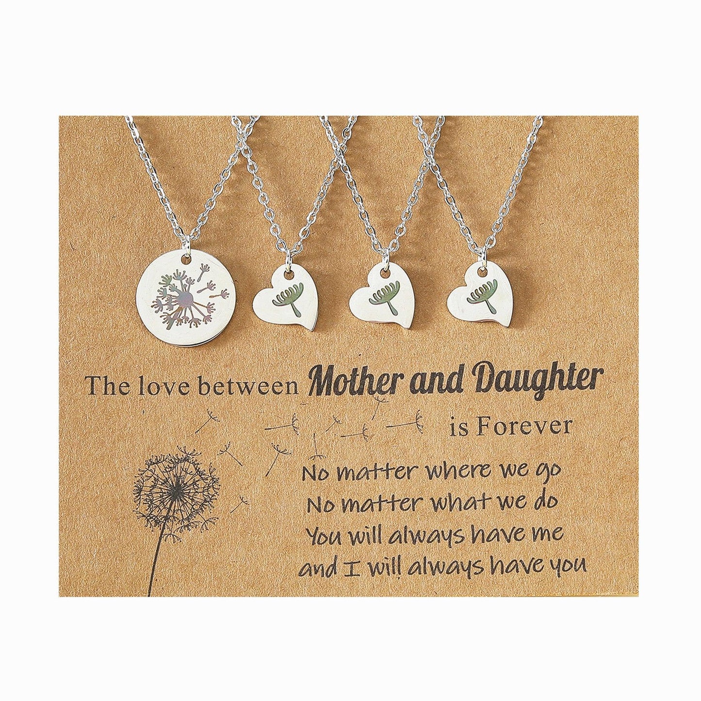 Collier carte fête des mères Cœur Clavicule parent-enfant