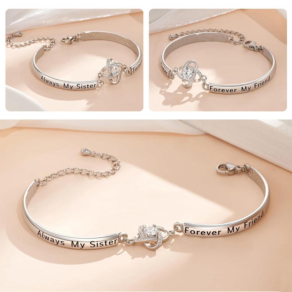 Bracelet en argent sur le thème de l'amitié entre sœurs