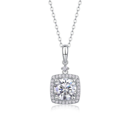 Innocent Mary Luxury Fashion Diamond Pendant Necklace Set With Mosan Diamond Silver Ornaments