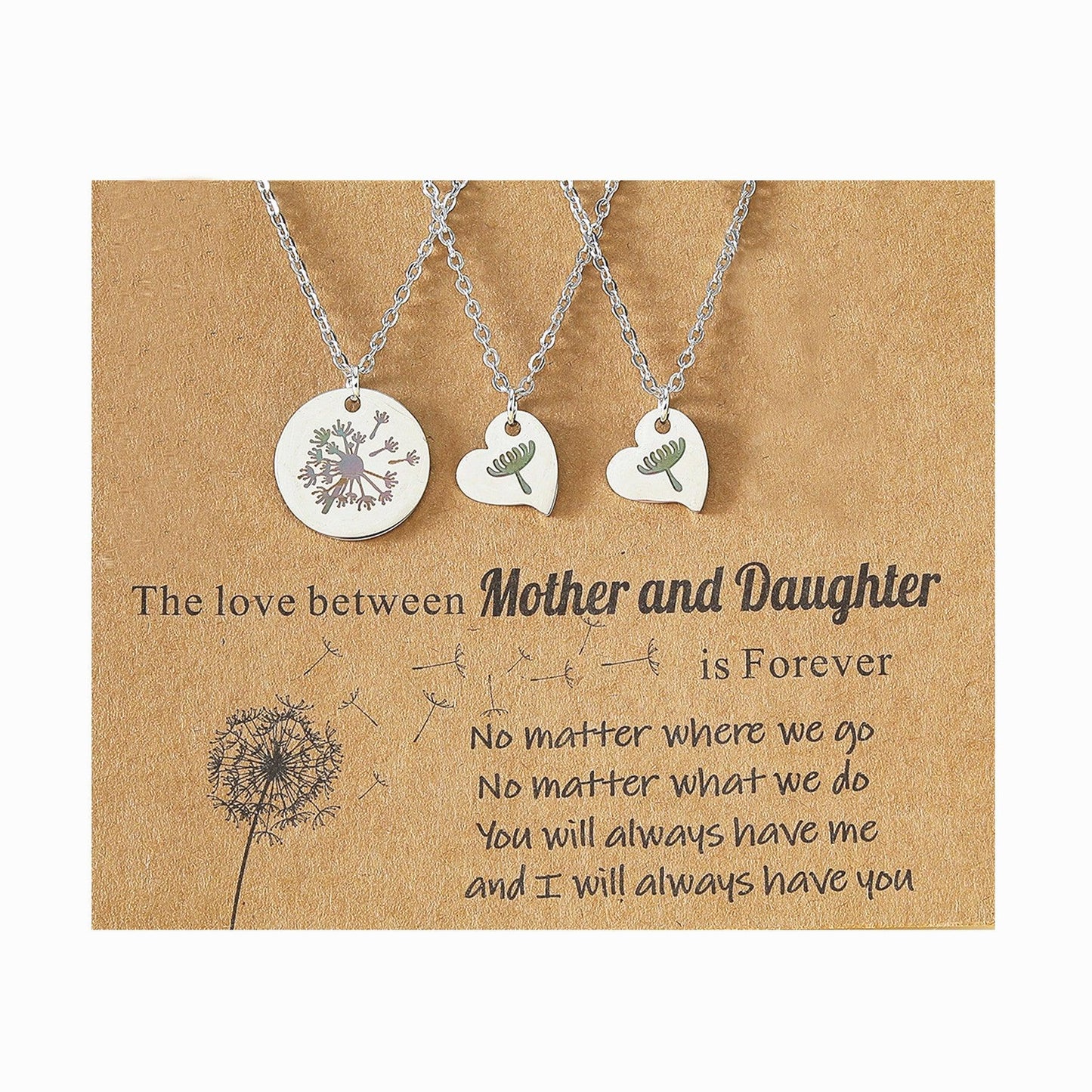 Collier carte fête des mères Cœur Clavicule parent-enfant