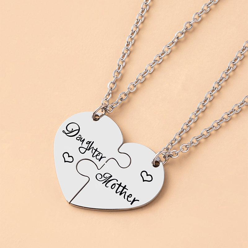 Lot de 2 colliers avec pendentif en forme de cœur en acier inoxydable argenté, idéal pour la fête des mères