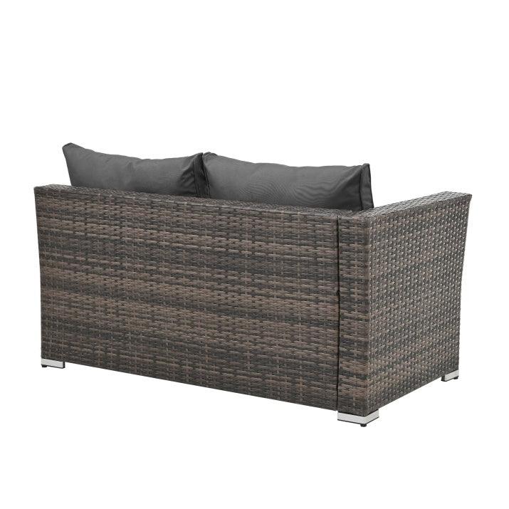 Mobilier de jardin, mobilier d'extérieur, mobilier saisonnier en osier PE, ensemble de 4 meubles en osier avec table basse en verre trempé